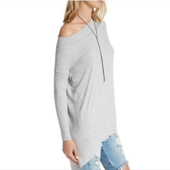We The Free Side slit gray over sized tunic top sz XS Free People WT291 - Picture 7 of 8